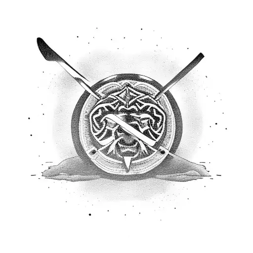 A Samurai Sword Piercing Through A Hockey Puck With A Gothic Twist