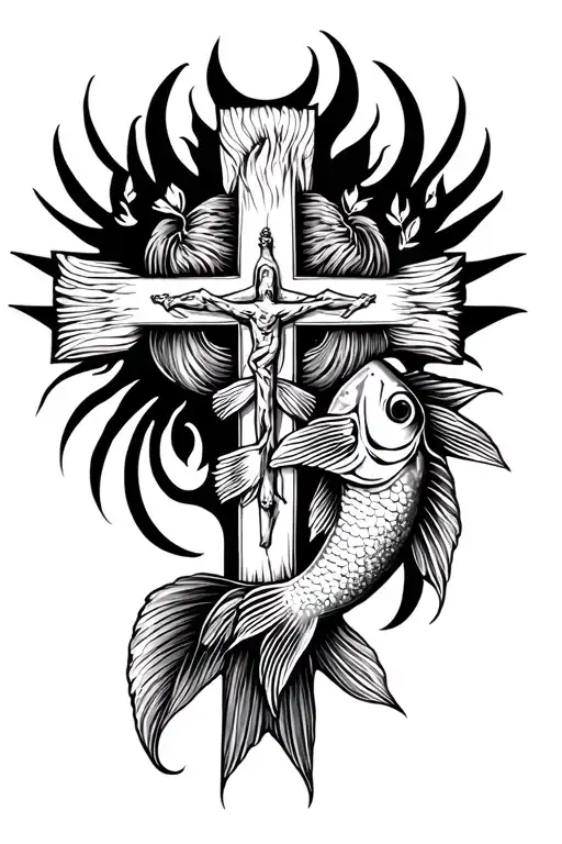 Christain Cross Crusafix Incorperating Florida Native Fish