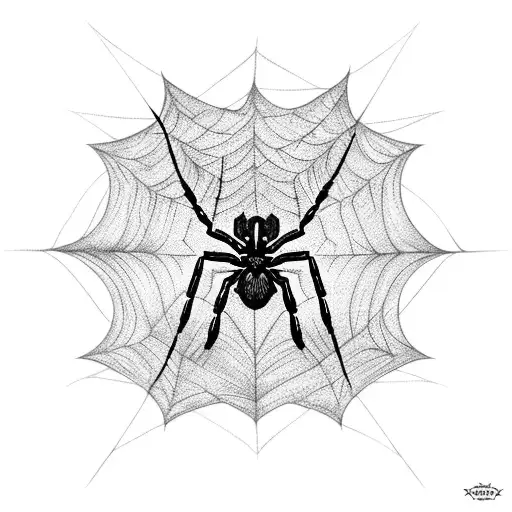 Spider Web With Spider Dangling From It