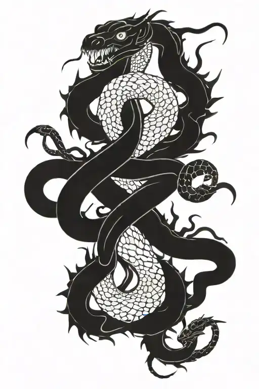 Snake And Dragon Fighting
