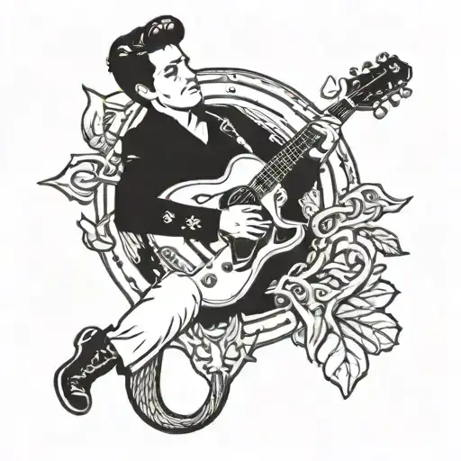 Elvis Presley Playing Guitar Sitting On An Anchor