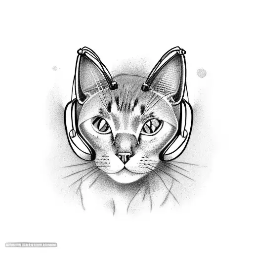 A Tattoo Of A Cat Wearing Headphones Listening To Mitski