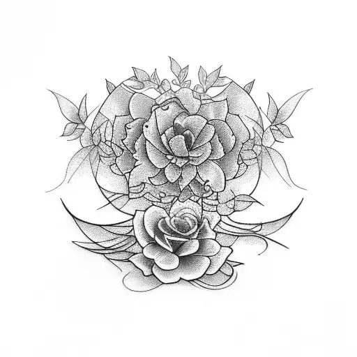 Full Spine Tattoo Using April Birth Month Flowers And February Birth Month Flowers