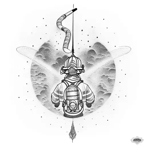 Firefighter Putting Out A Fire In The Sky