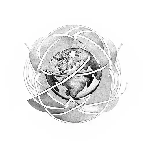 A World Globe Intertwined With A Military Dog Tag