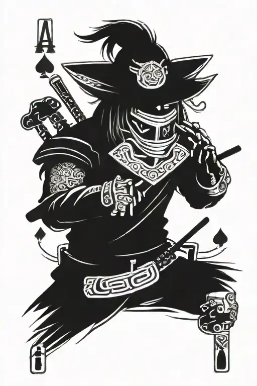 Poker Cards Cyberpunk Samurai