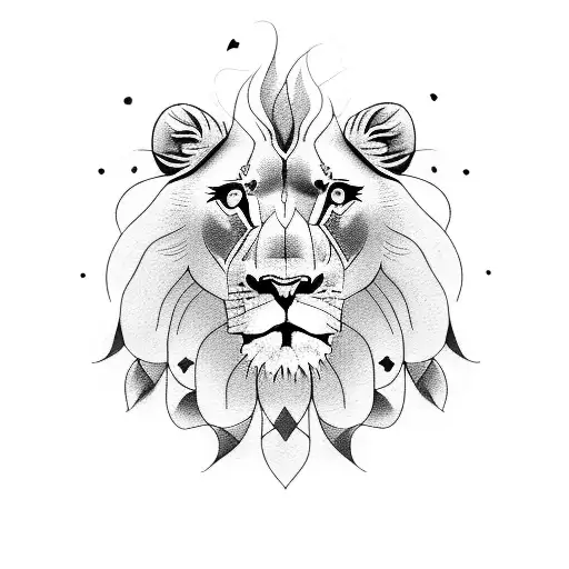 A Majestic Lion Surrounded By Sweet Peas And Daffodils