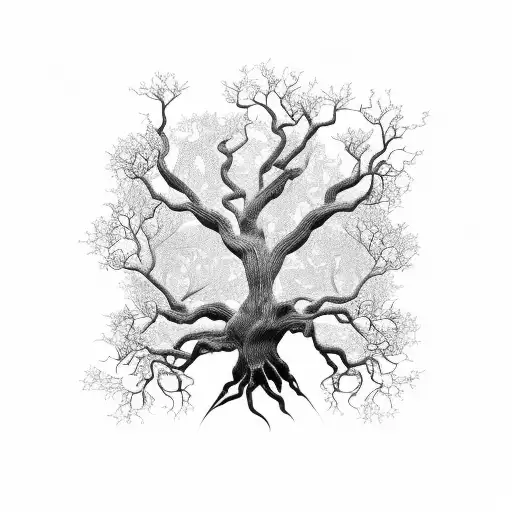 A Majestic Oak Tree With Circuit Board Roots