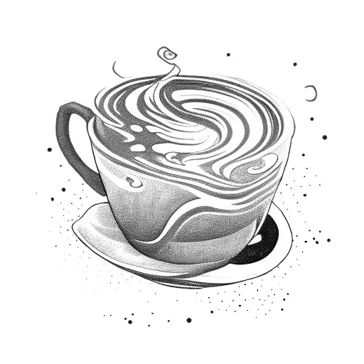 A Chaotic Coffee Cup With Swirling Smoke And Coffee Beans