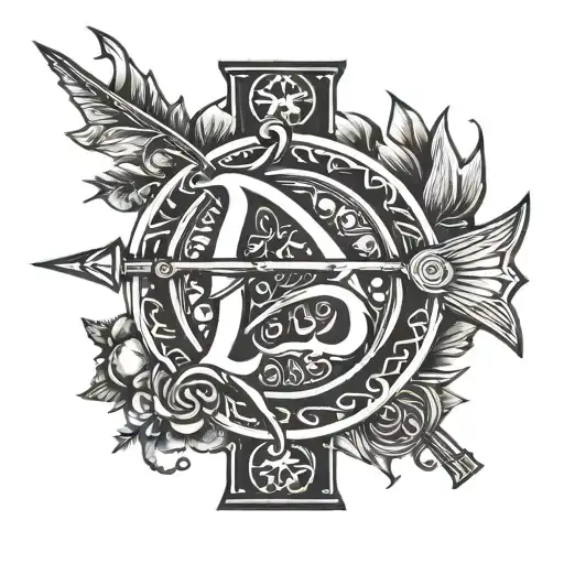 Sagittarius Arrow And Bow With The Letter 'A' Is Created In The Shape