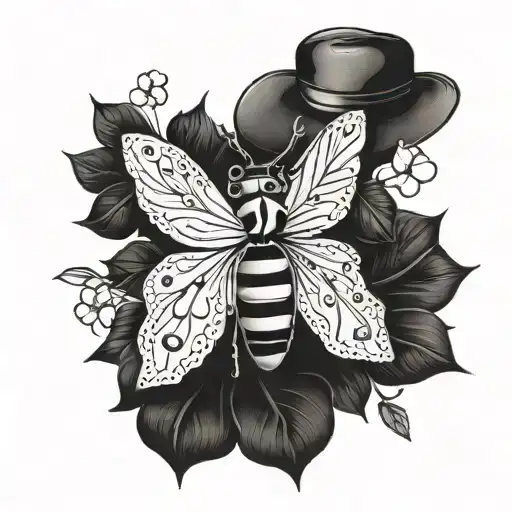 Country Tattoo With Cigar And Lady Bug