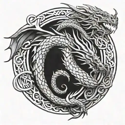 A Mythical Dragon Intertwined With Intricate Celtic Knots