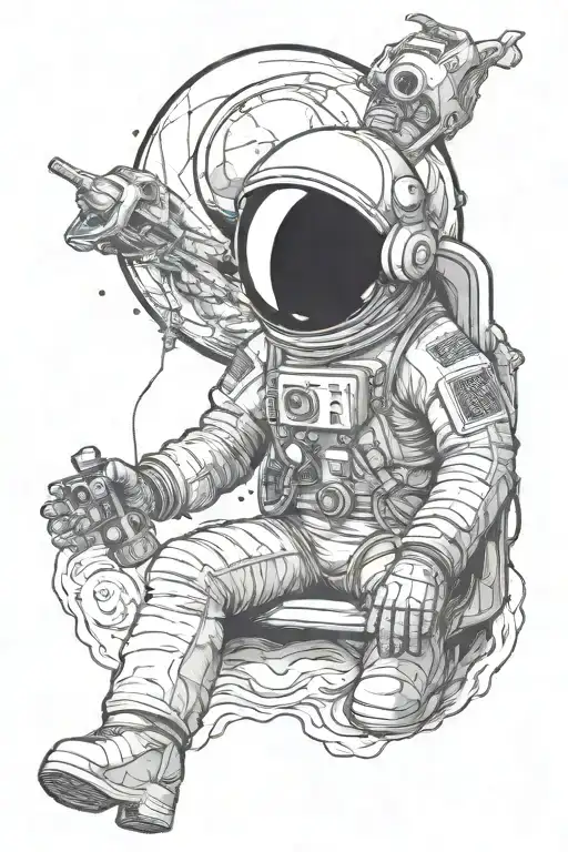 An Astronaut Giving A Haircut To A Space Creature On A Distant Planet