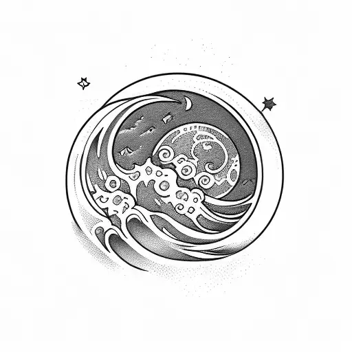 Moon And Crashing Wave