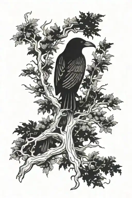 Raven In Dark Forest