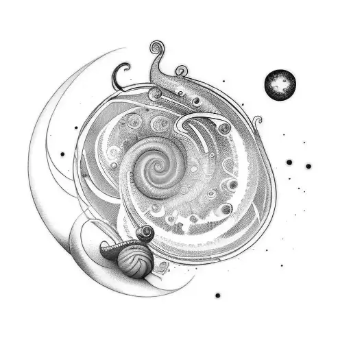 A Tattoo That Combines The Golden Ratio With A Galaxy And A Snail