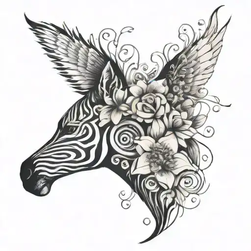 An Abstract Design Combining Animal Prints And Floral Elements With Musical Symbols