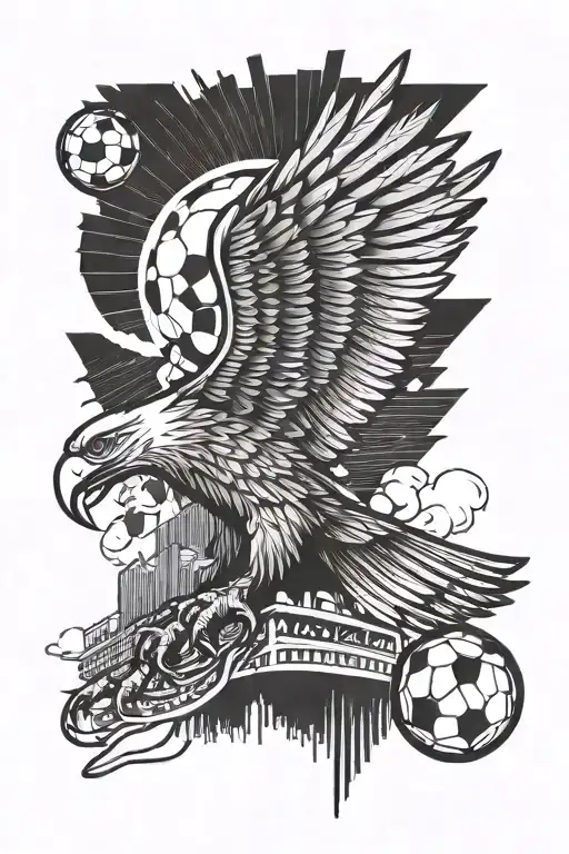 A Stylized Colombian Eagle Soaring Above A Soccer Stadium