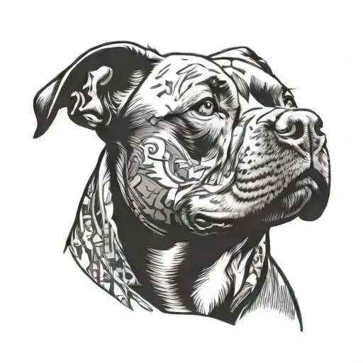 Graffiti-inspired Pitbull Portrait With A City Skyline Background