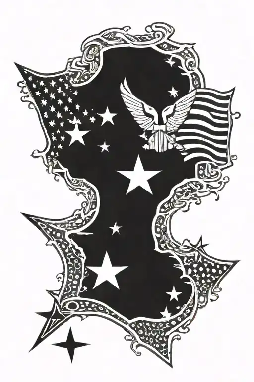 Air Force New York Black Flag With Stars
