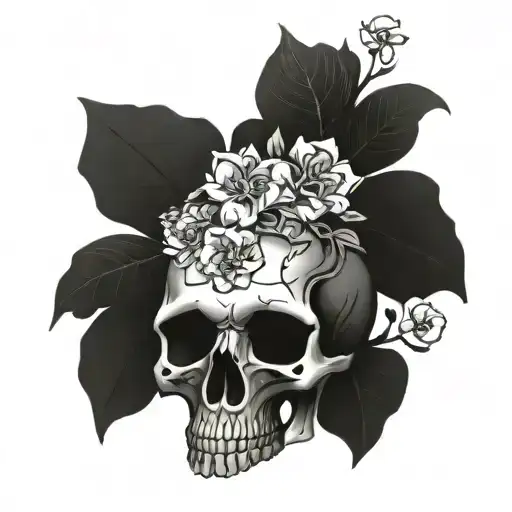 Skull With Flowers Growing Out Of It