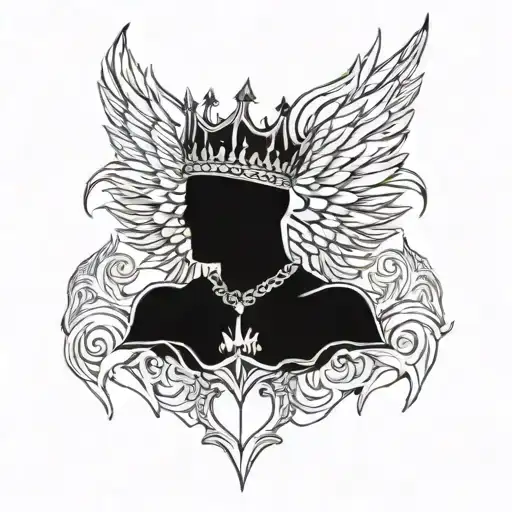 Half Devil Half Angel With Wings And Crown Made