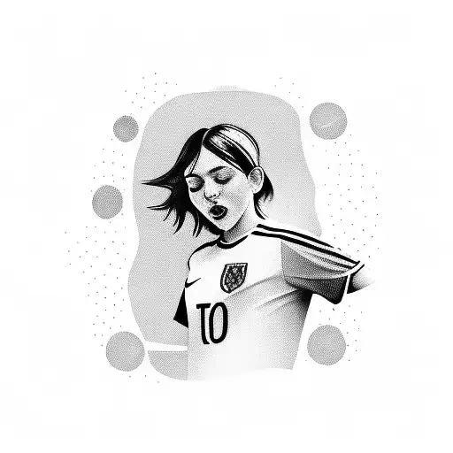 Soccer Jersey And Field With Girl Playing