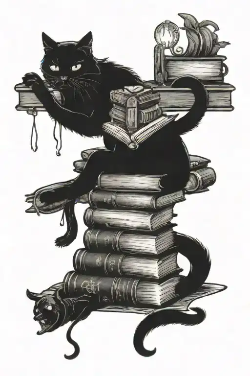 A Haunted Library Filled With Ghostly Books And A Black Cat Perched On A Stack Of Spellbooks
