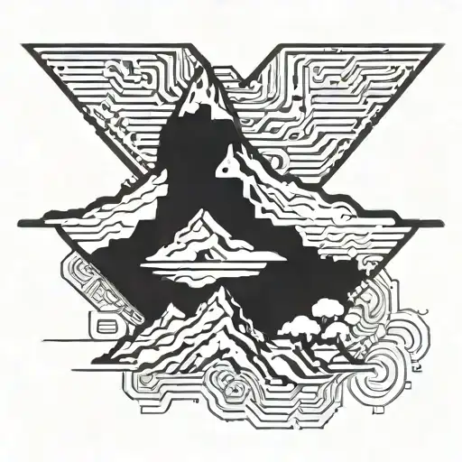 Mountain Range Made Out Of Circuit Board Design Elements