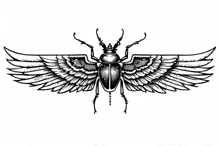 Armband Tattoo With Ancient Egyptian Symbols Around Winged Beetle