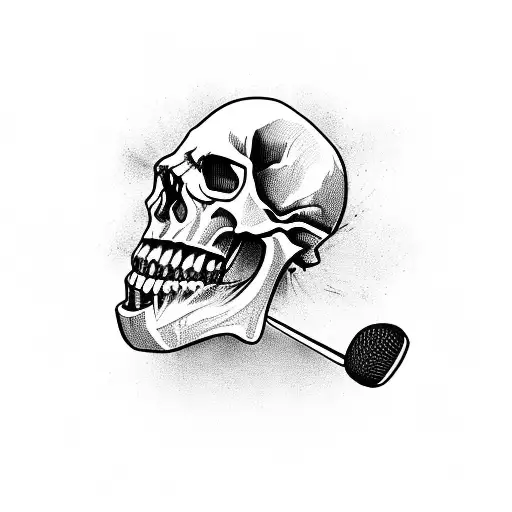Skull With A Microphone As The Mouth