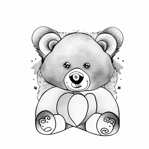 Toddler Bear Cuddling With A Bear Stuffed Animal