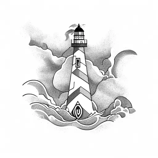 Waves Thunder Lighthouse And Sharks