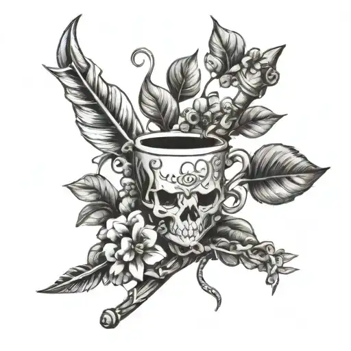 A Coffee Plant Intertwined With Gladiator Armor And Weapons