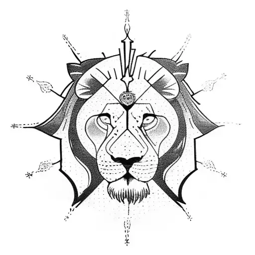 A Church Window With Stained Glass Depicting Game Characters And A Lion In The Center