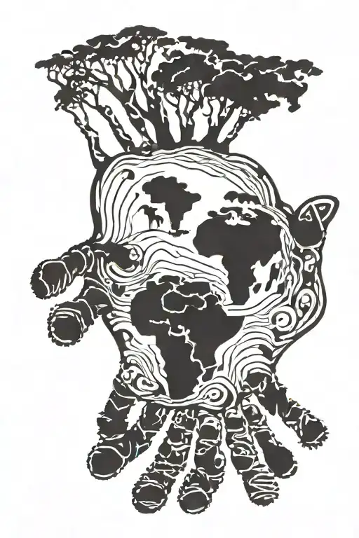 Children Handprints Outlined By Africa