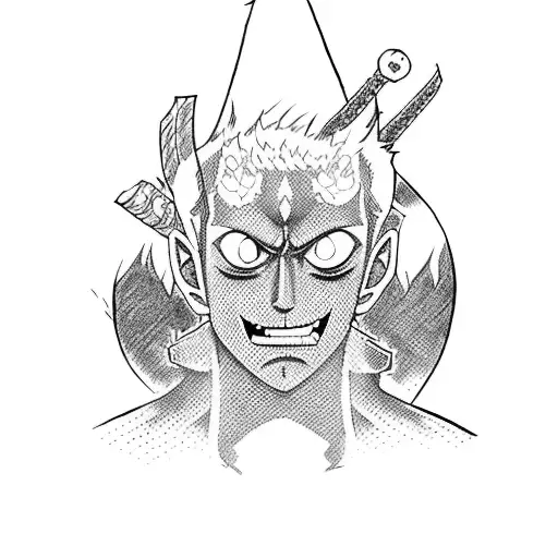 Create A Tattoo Featuring Zoro From A One Piece With Asura Demon On Your Back