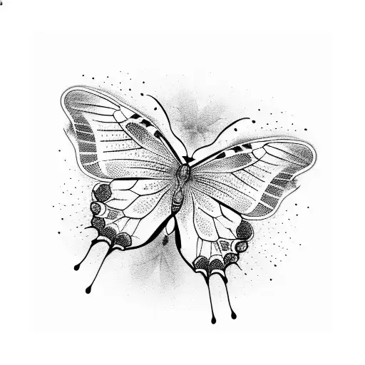 A Blackwork Tattoo Of A Butterfly Emerging From A Bible With Stars Surrounding It