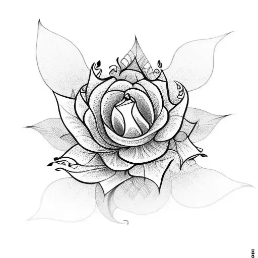 A Detailed Blackwork Tattoo Of A Gothic Flower With Intricate Curved Lines