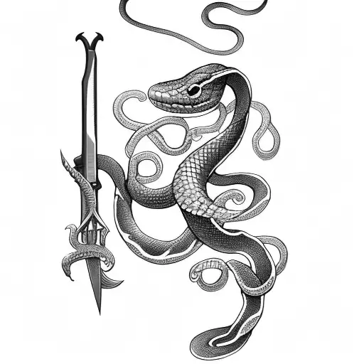 Small Snake On A Sword