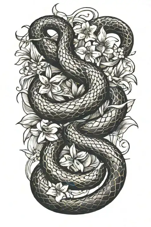 Snake With Jasmine Flowers Slithering