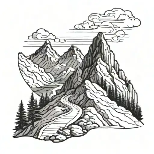 A Mountain Landscape With A Winding Hiking Trail Leading To A Summit