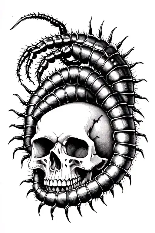 A Centipede Wrapped Around A Skull