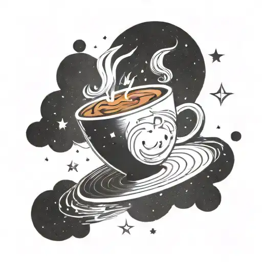 A Cosmic Coffee Cup Floating In Space Surrounded By Galaxies And Stars