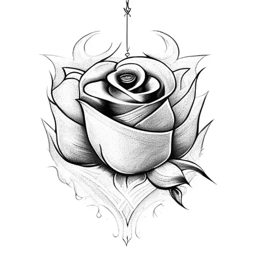 Dagger Whith Heart And Flowers