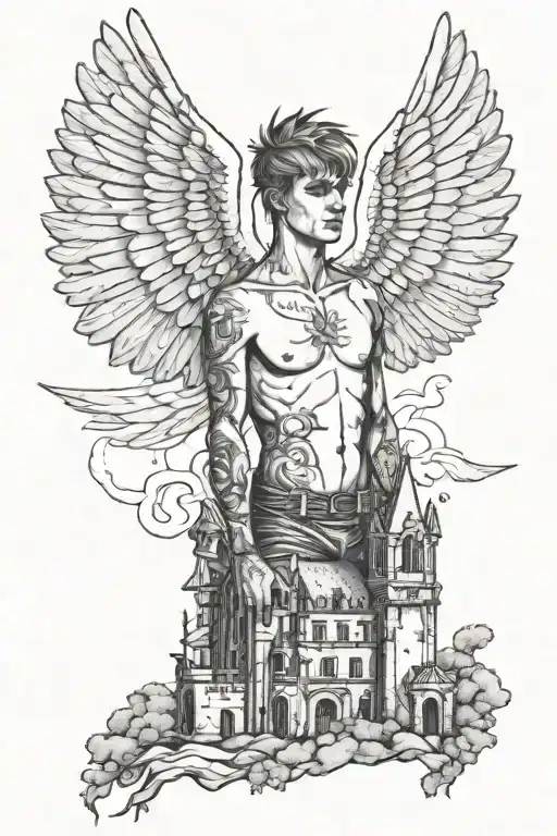Icarus With Dead Looking Wings With The Lil Peep Castle With