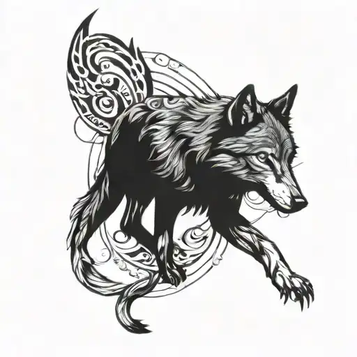 Wolf And Tribal Sleeve