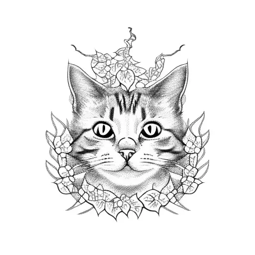 Cat Without Ears Surrounded By A Vine Cat