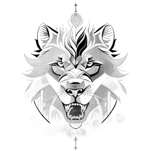 A Lion And A Wolf In A Fierce Battle