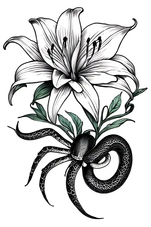 Spider Lilly Flower And A Snake